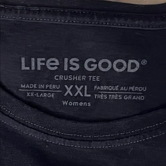 LIFE IS GOOD 🐶 DISTRESSED NAVY BLUE COTTON LONG SLEEVE DOG RESCUE TSHIRT XXL - Picture 7 of 8